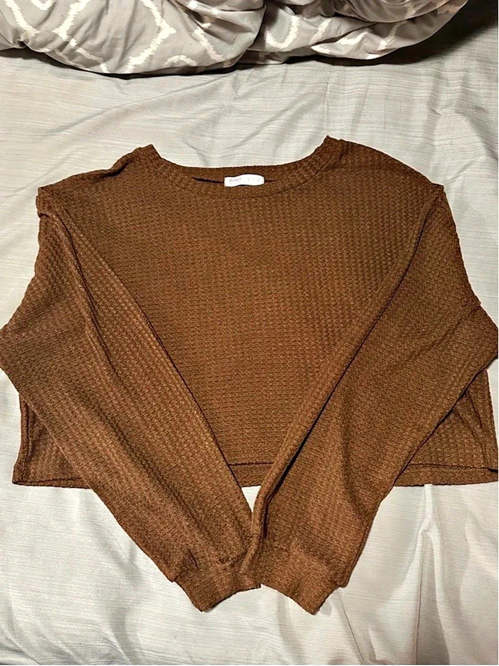 ROMWE Women’s Medium Cropped Brown Sweater Top
